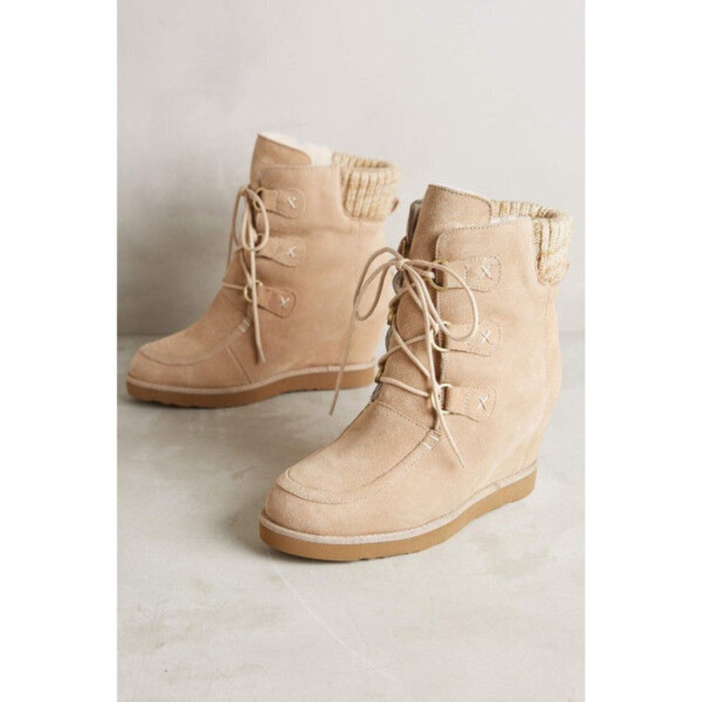 NIB Australia Luxe Collective Dudley in Sand Hidden Wedge Shearling Boot 11